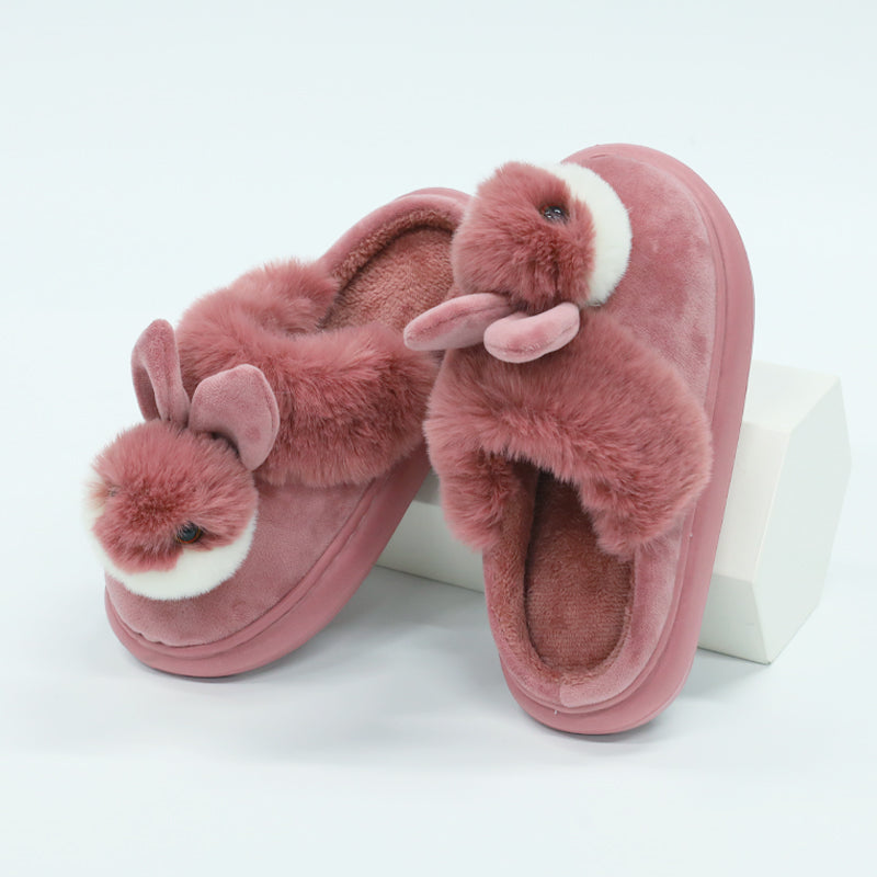 Plush Bunny Face Slippers, Lightweight Sole