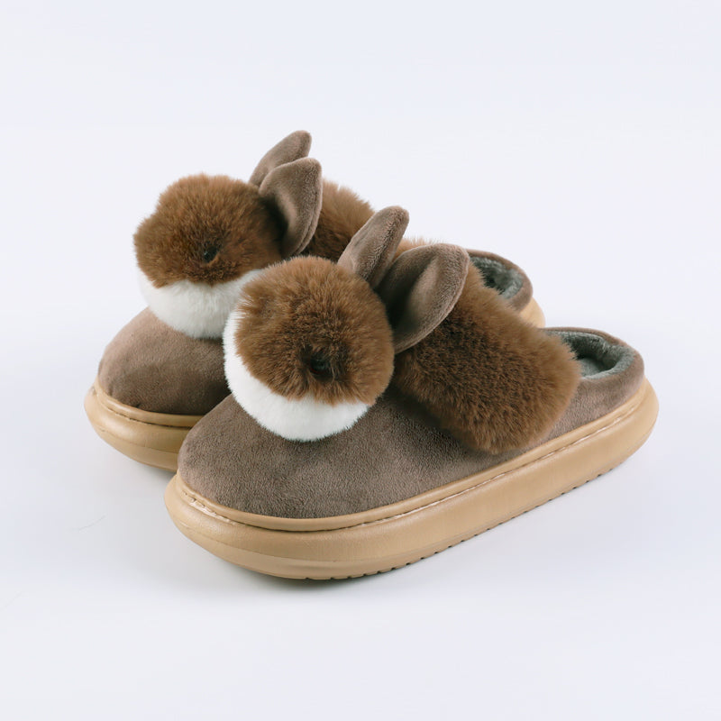 Plush Bunny Face Slippers, Lightweight Sole