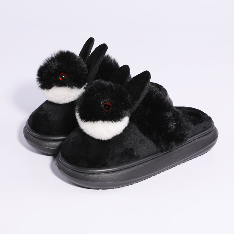 Plush Bunny Face Slippers, Lightweight Sole