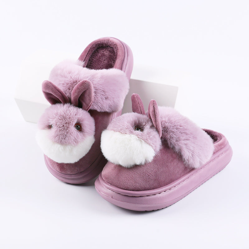 Plush Bunny Face Slippers, Lightweight Sole