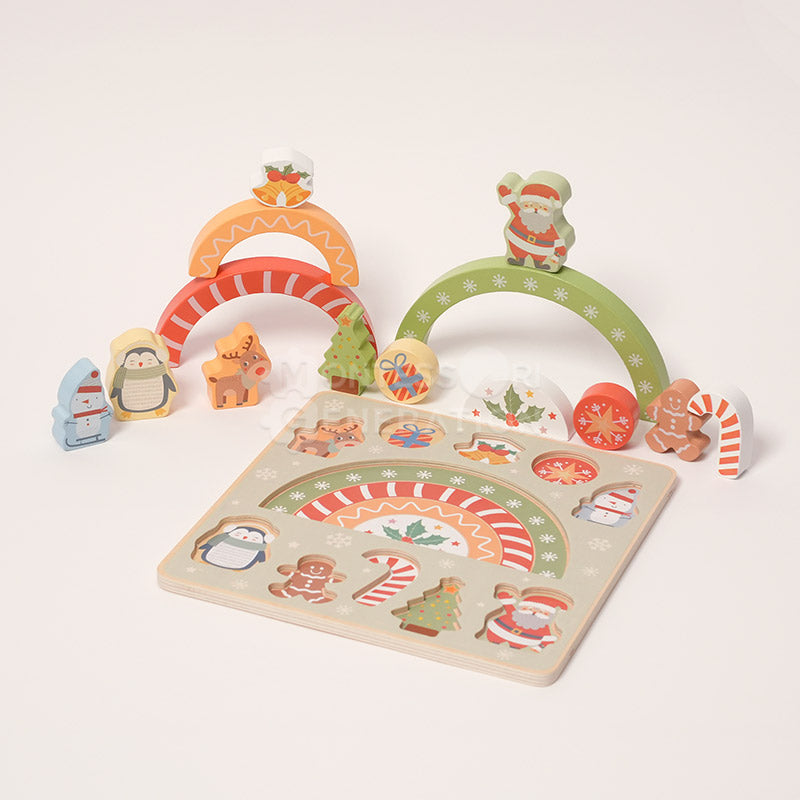 Wooden Christmas Puzzle, 14 Shapes to Fit, Ages 2+