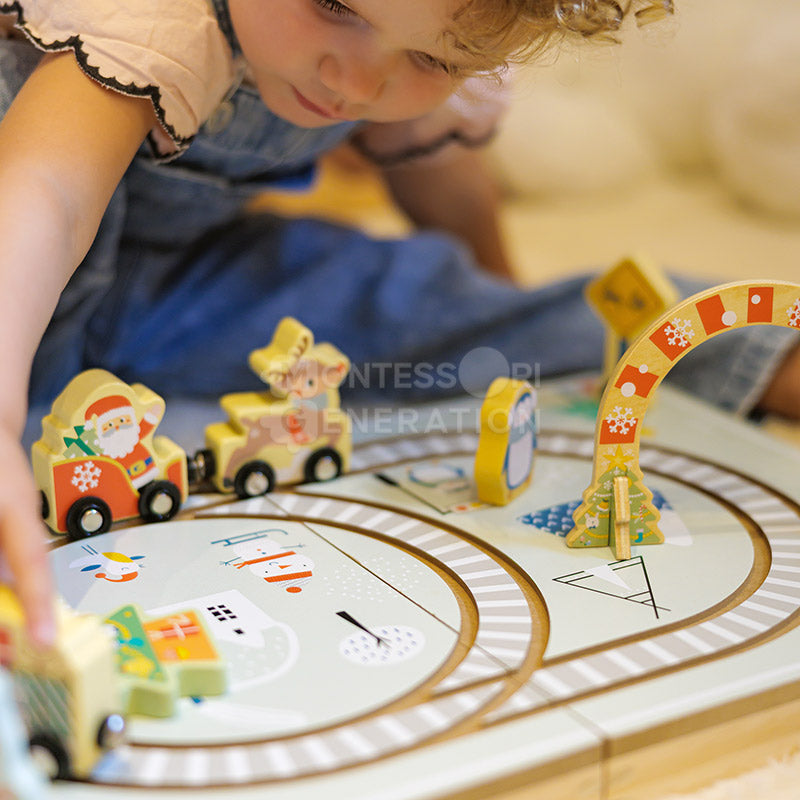 Circuit de train de Noël en bois, dès 3 ans