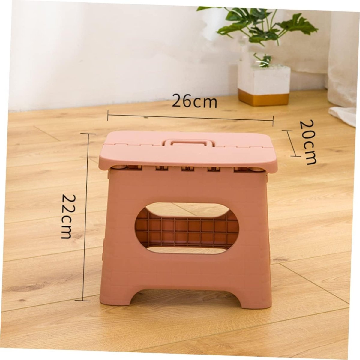 Escabeau Pliable en Plastique avec Poignée - Rose