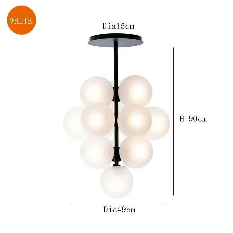 Glass Globe Cluster Light, Black Frame