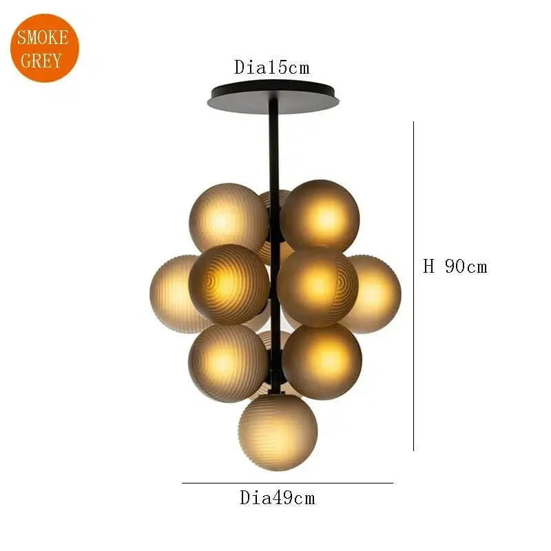 Glass Globe Cluster Light, Black Frame