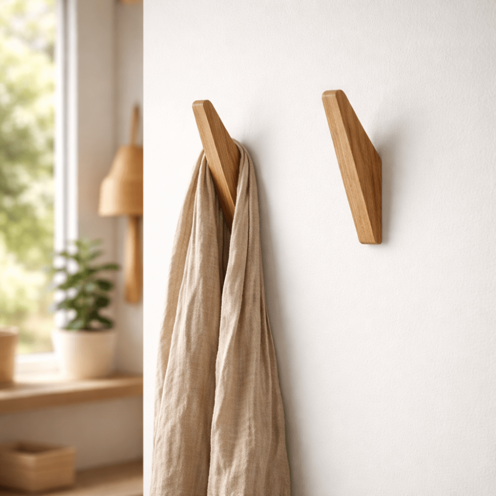 Crochets Muraux en Bois Naturel Bicolore - 2 pièces