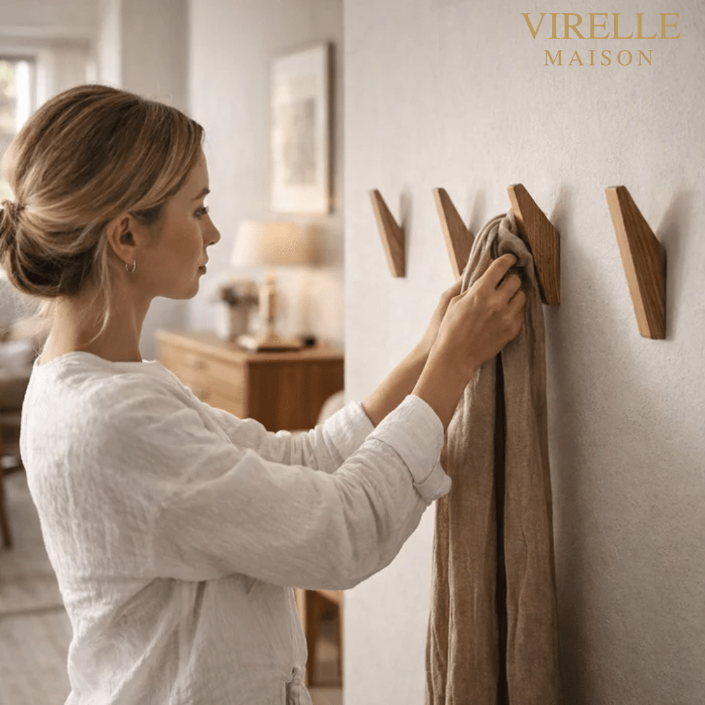 Crochets Muraux en Bois Naturel Bicolore