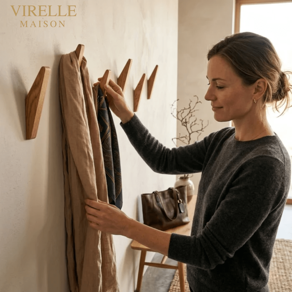 Crochets Muraux en Bois Naturel Bicolore