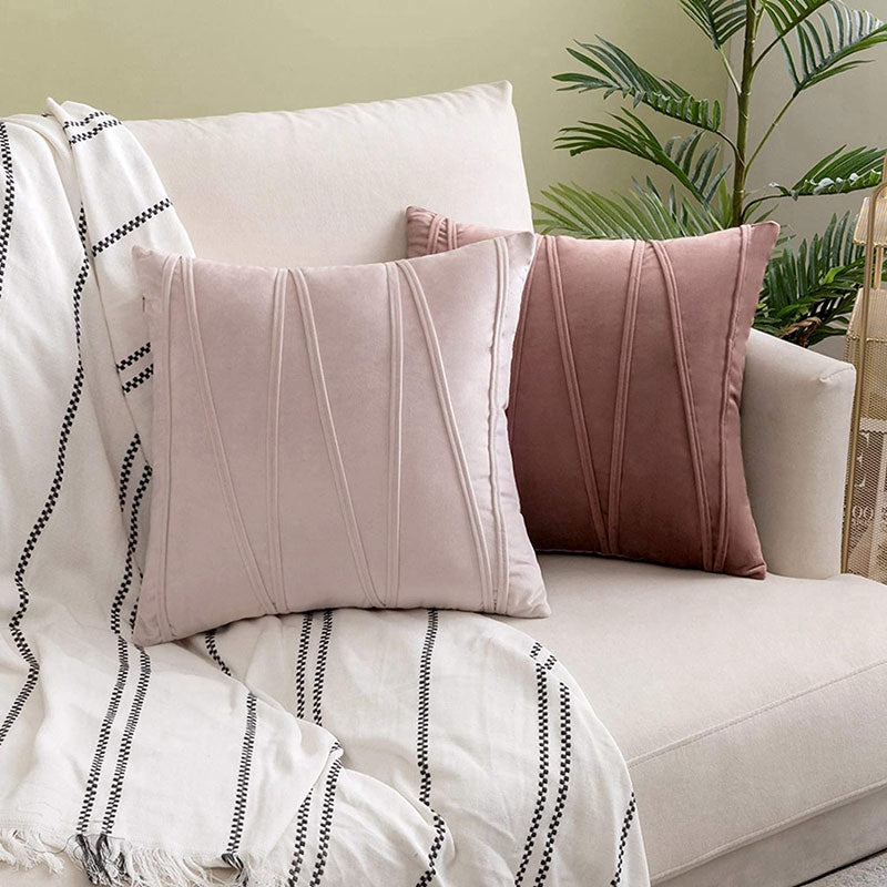 Housse de coussin en velours polyester, 12 coloris