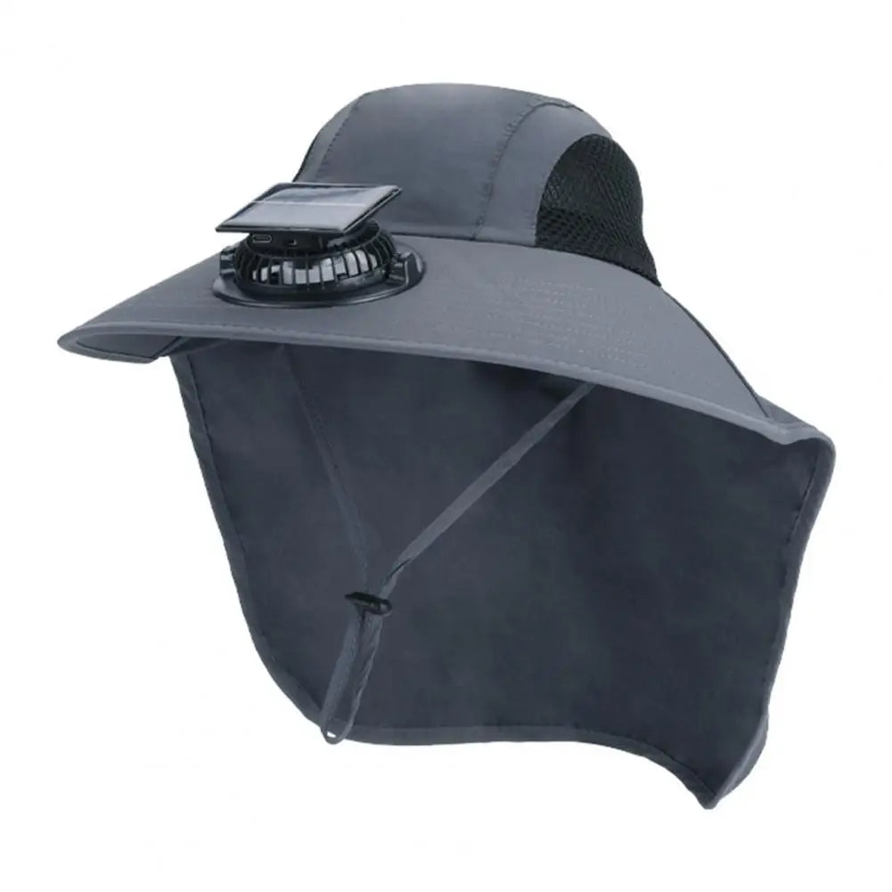 Chapeau Ventilateur Solaire Anti-UV à Large Bord