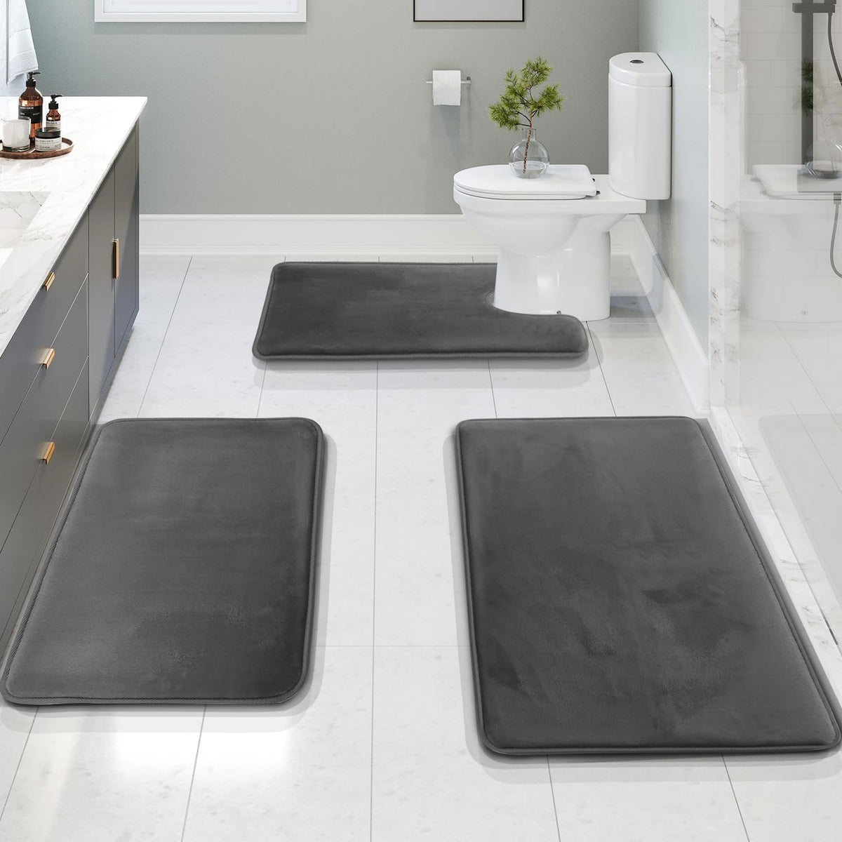 Set de 3 tapis de bain en mousse à mémoire