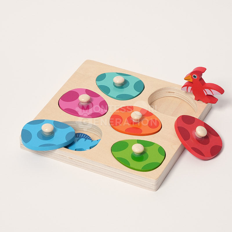 Jeu d'œufs de dinosaures en bois à associer, dès 2 ans