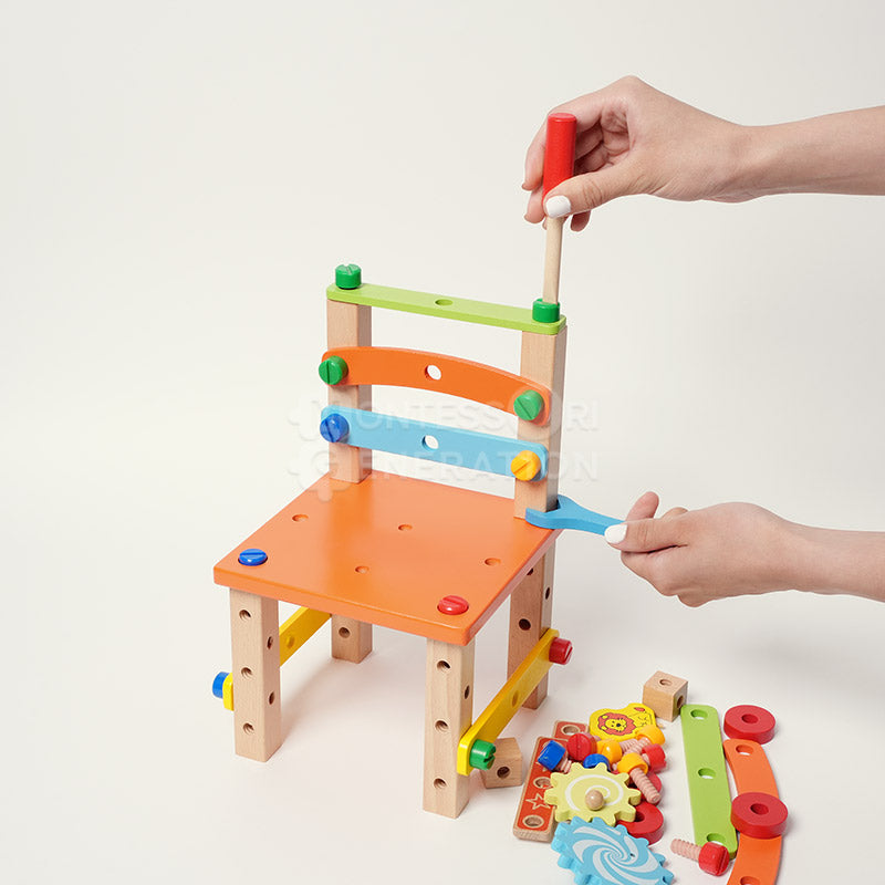 Chaise à construire en bois avec outils, dès 3 ans