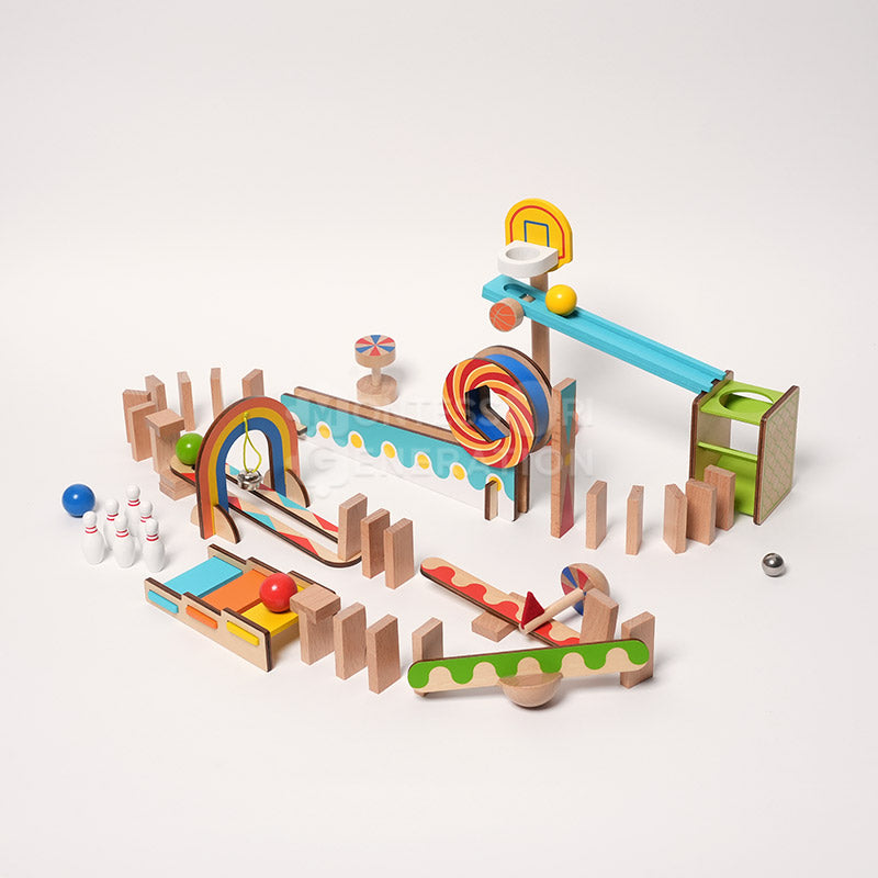 Wooden Domino Run Set, 57 Pieces, Ages 3+