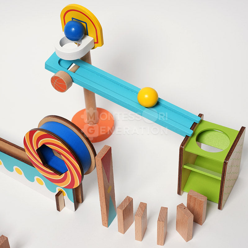 Wooden Domino Run Set, 57 Pieces, Ages 3+