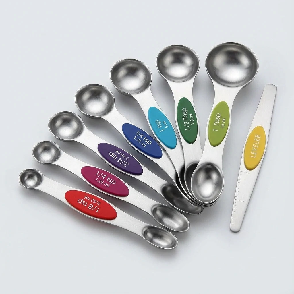 Magnetic Stainless Steel Measuring Spoons, 8-Piece