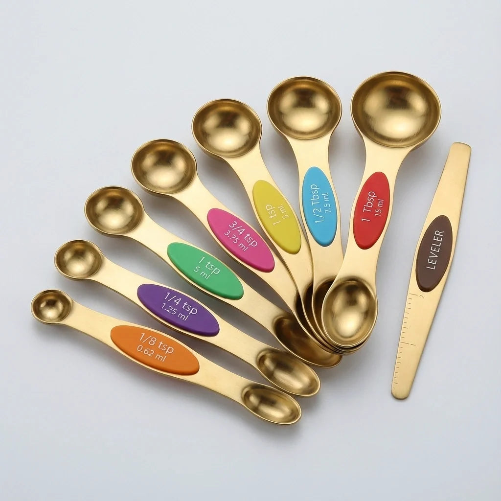 Magnetic Stainless Steel Measuring Spoons, 8-Piece