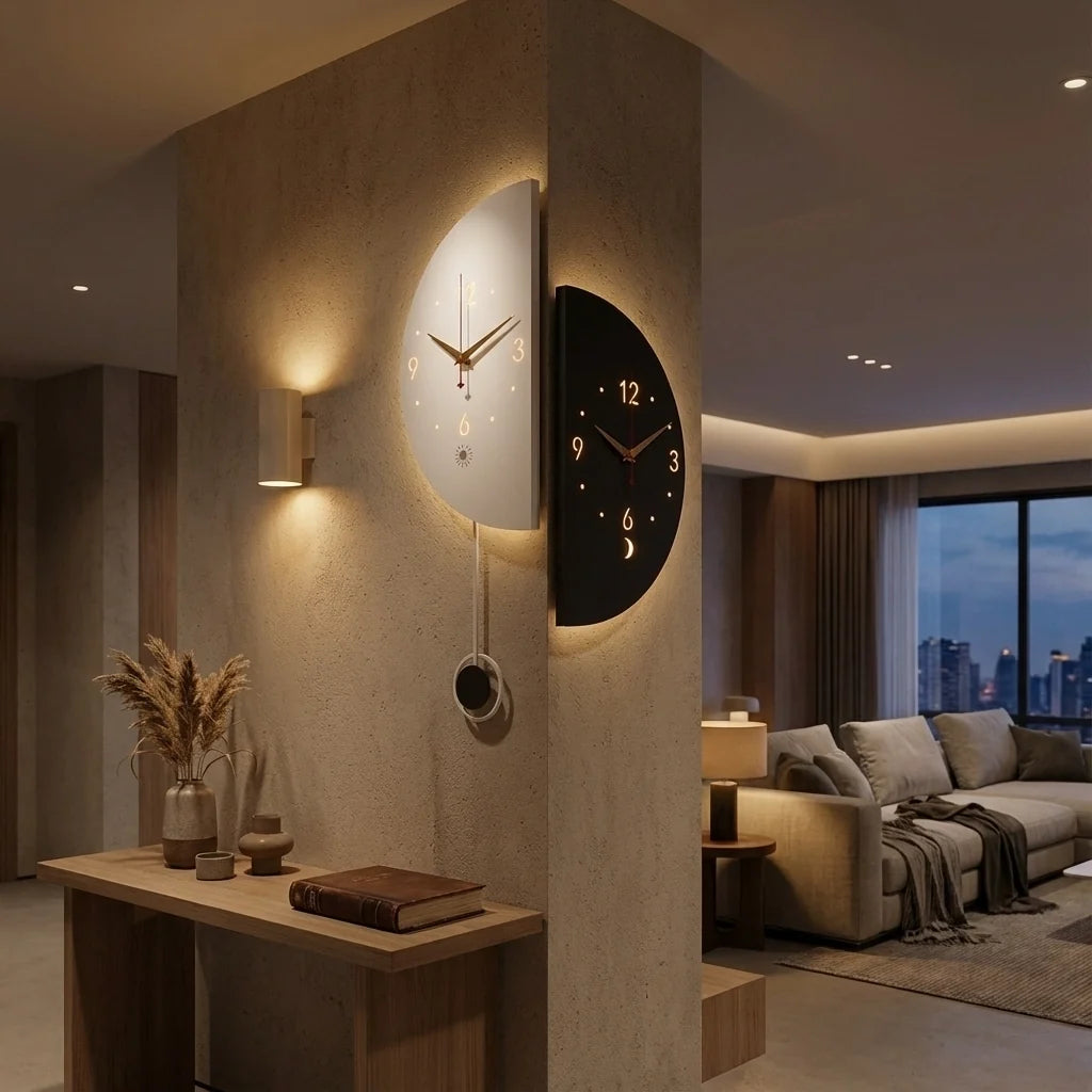 Dual-Sided Metal Corner Wall Clock