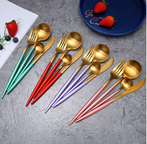 Ménagère Luxe 24 Pièces - Couverts Bicolores