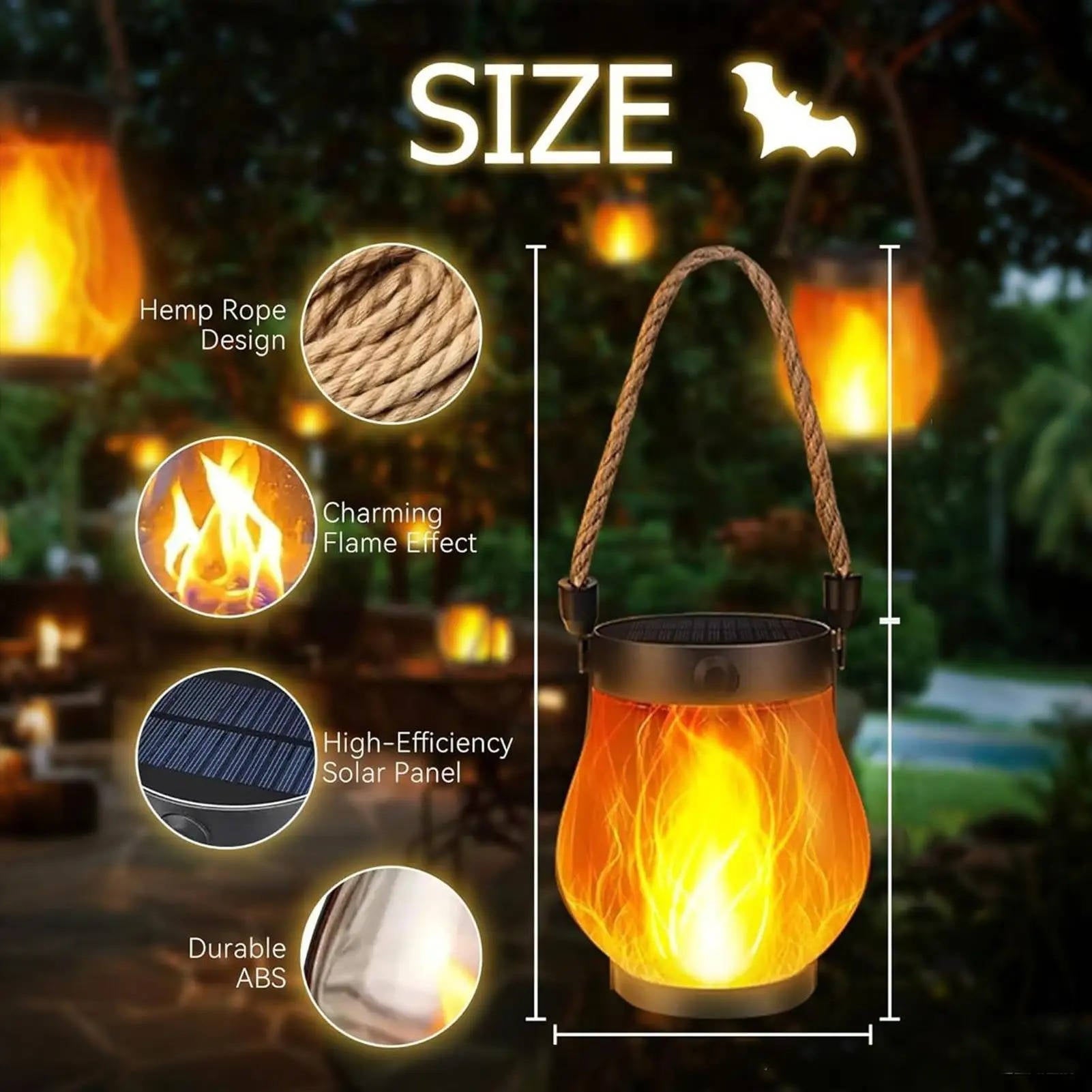 Lanternes Solaires Effet Flamme pour Véranda