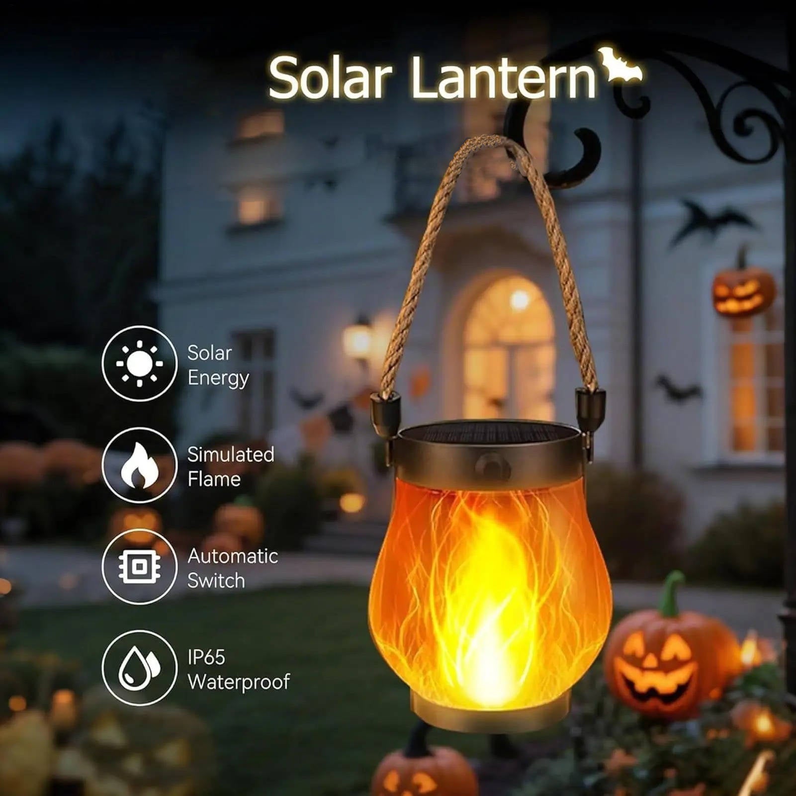 Lanternes Solaires Effet Flamme pour Véranda