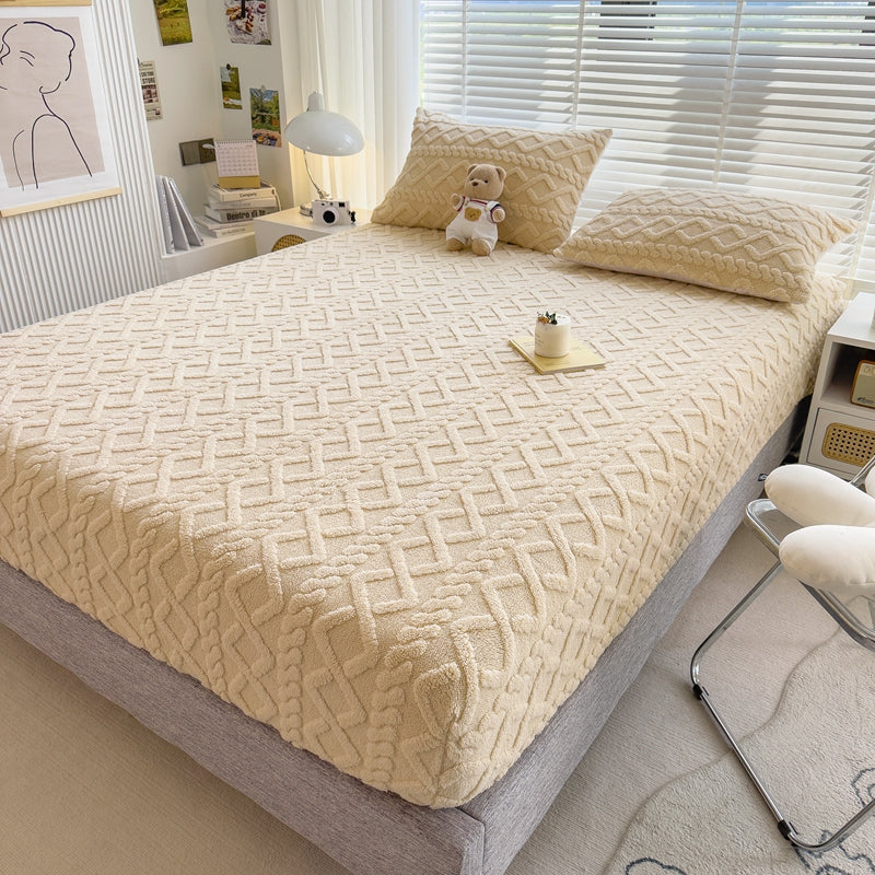 Thick Plush Velvet Fitted Sheet, 25 cm Deep Pocket