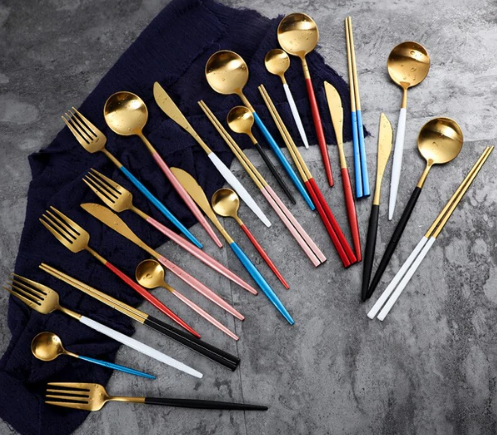 Ménagère Luxe 24 Pièces - Couverts Bicolores