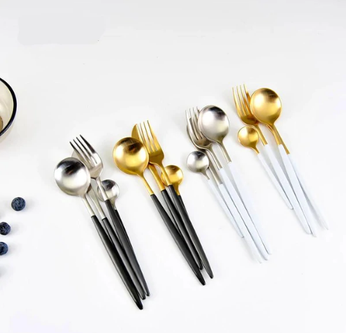 Ménagère Luxe 24 Pièces - Couverts Bicolores