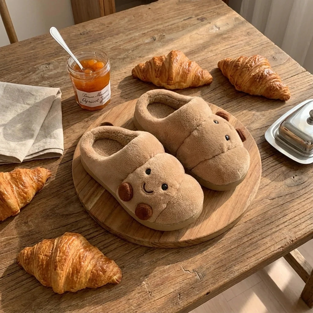 Women's Plush Croissant Slippers