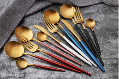 Ménagère Luxe 24 Pièces - Couverts Bicolores