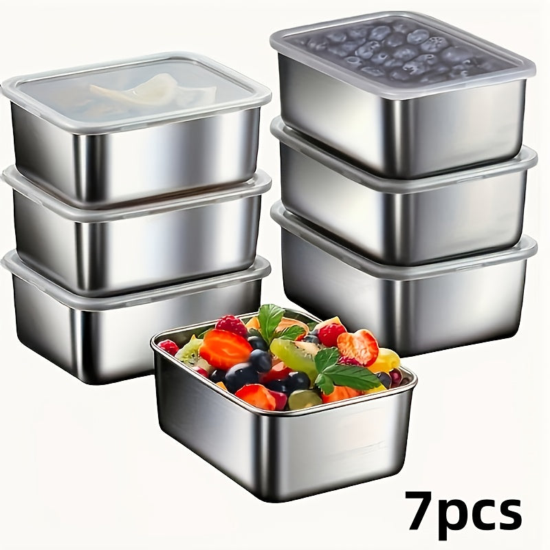 7-Piece Stackable Stainless Steel Food Storage Set