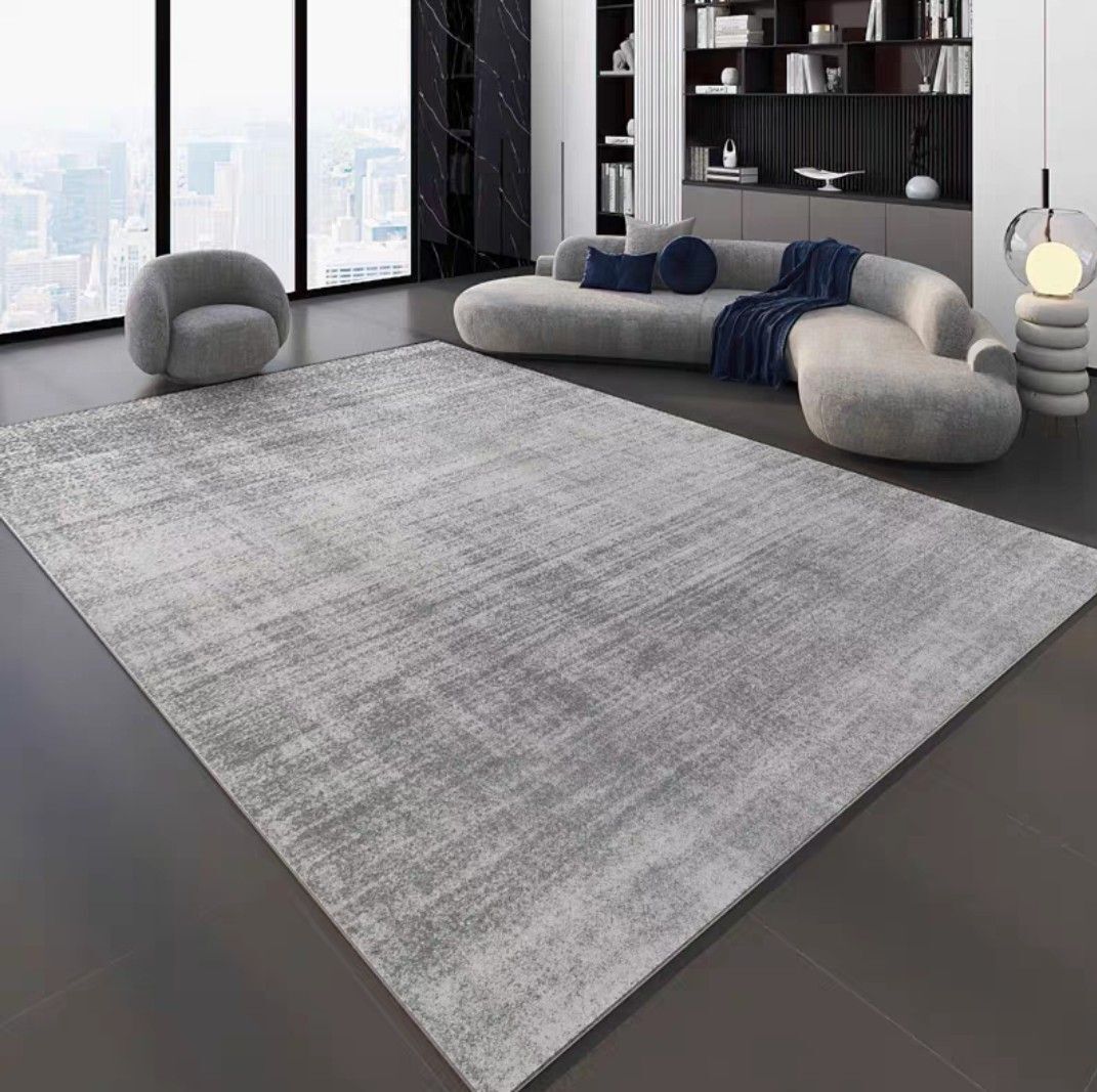 Tapis XXL gris chiné effet laine, 400 x 200 cm