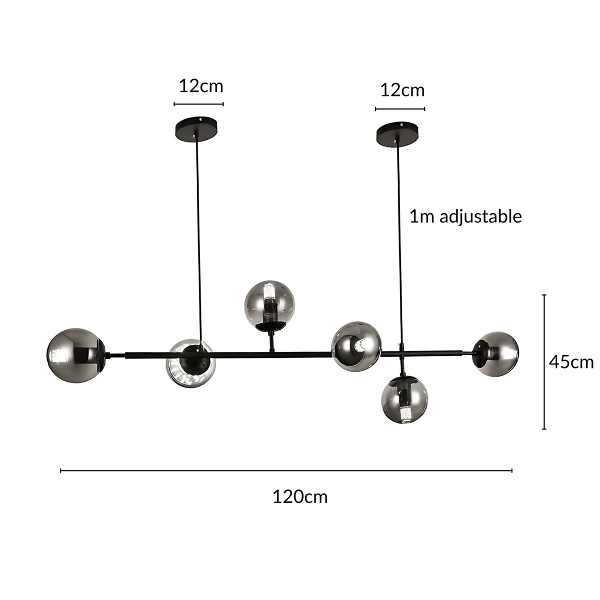 Suspension à globes en verre, verticale ou horizontale