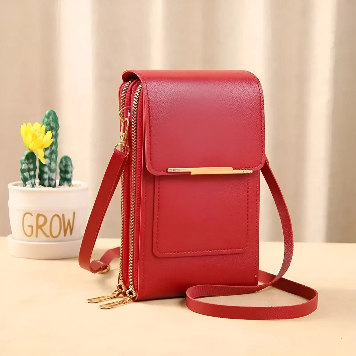 Sac à bandoulière en cuir souple avec poche anti-RFID
