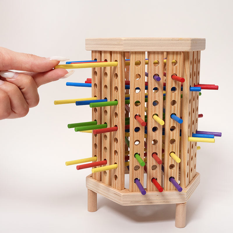 Jeu de la tour à billes en bois avec dé, dès 3 ans