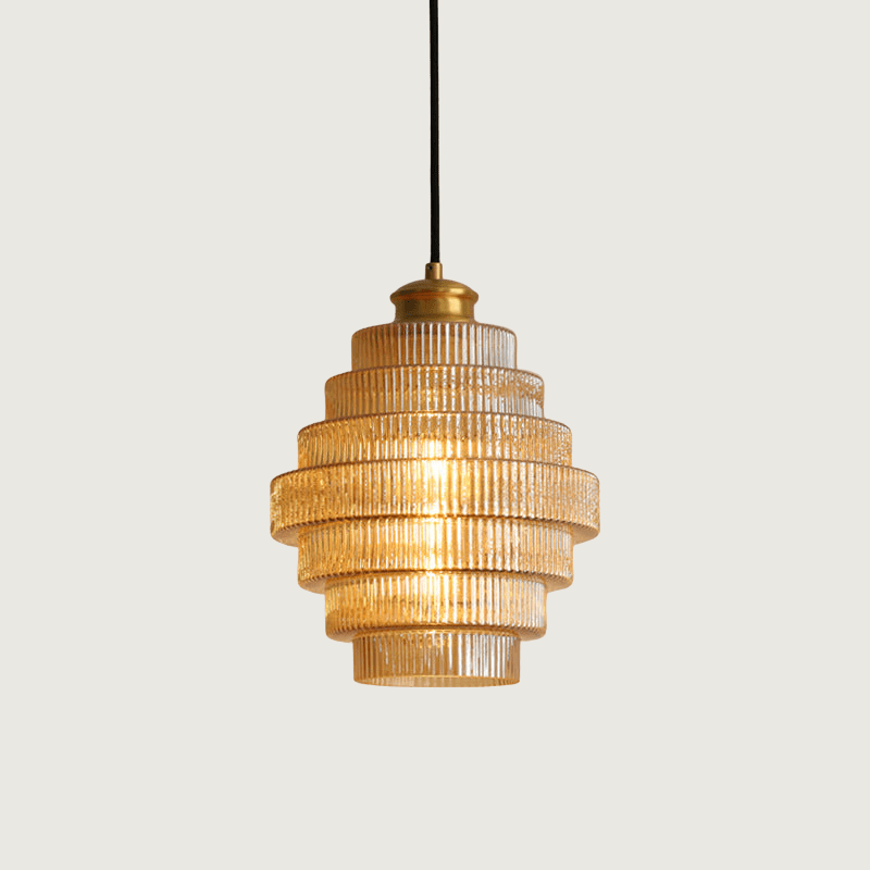 Bottle-Shaped Glass Pendant Light with Brass Finish