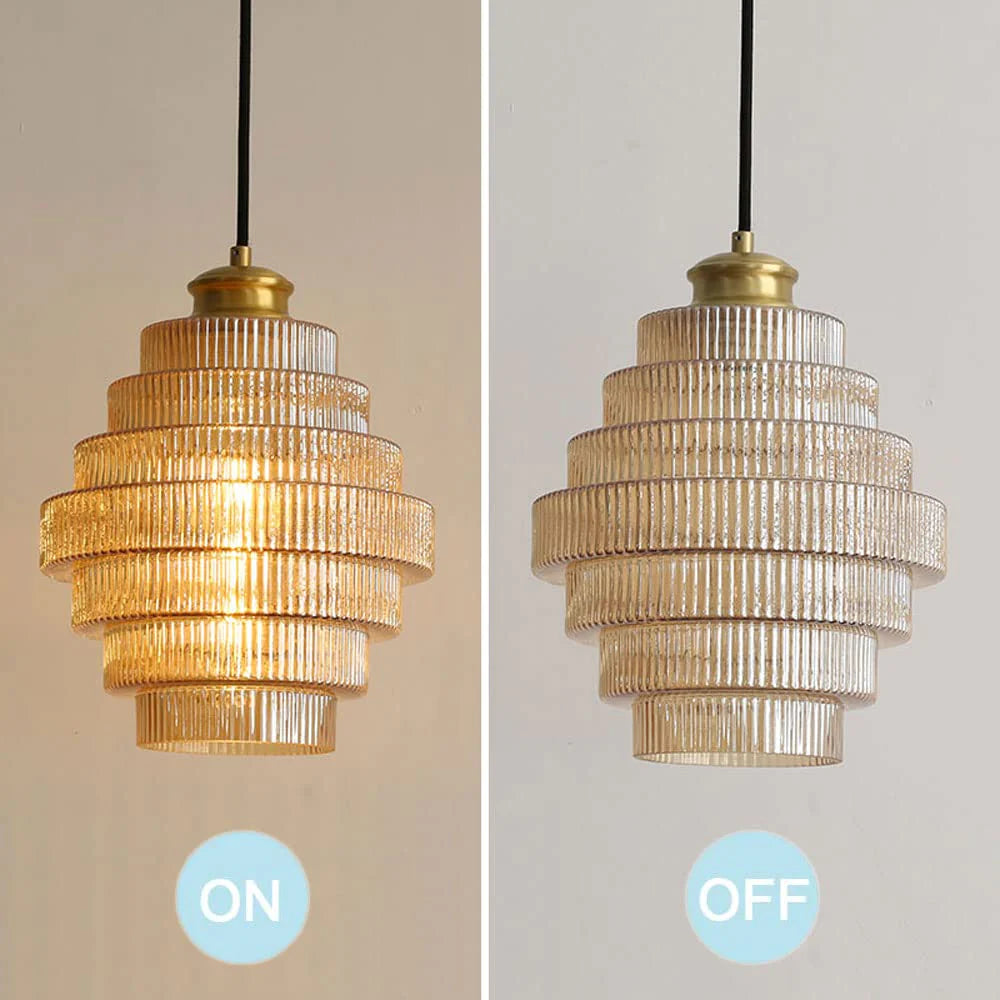 Bottle-Shaped Glass Pendant Light with Brass Finish