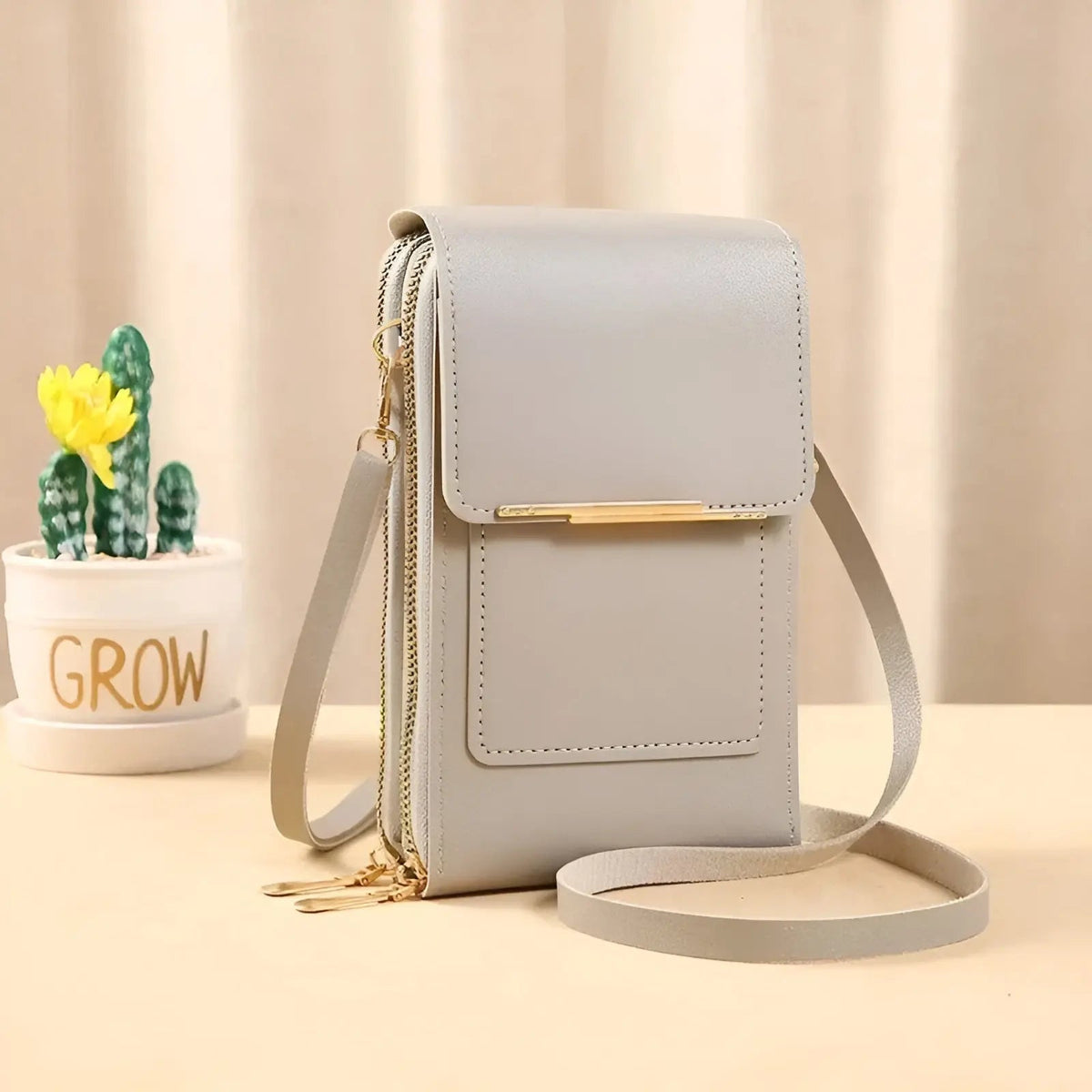 Sac à bandoulière en cuir souple avec poche anti-RFID