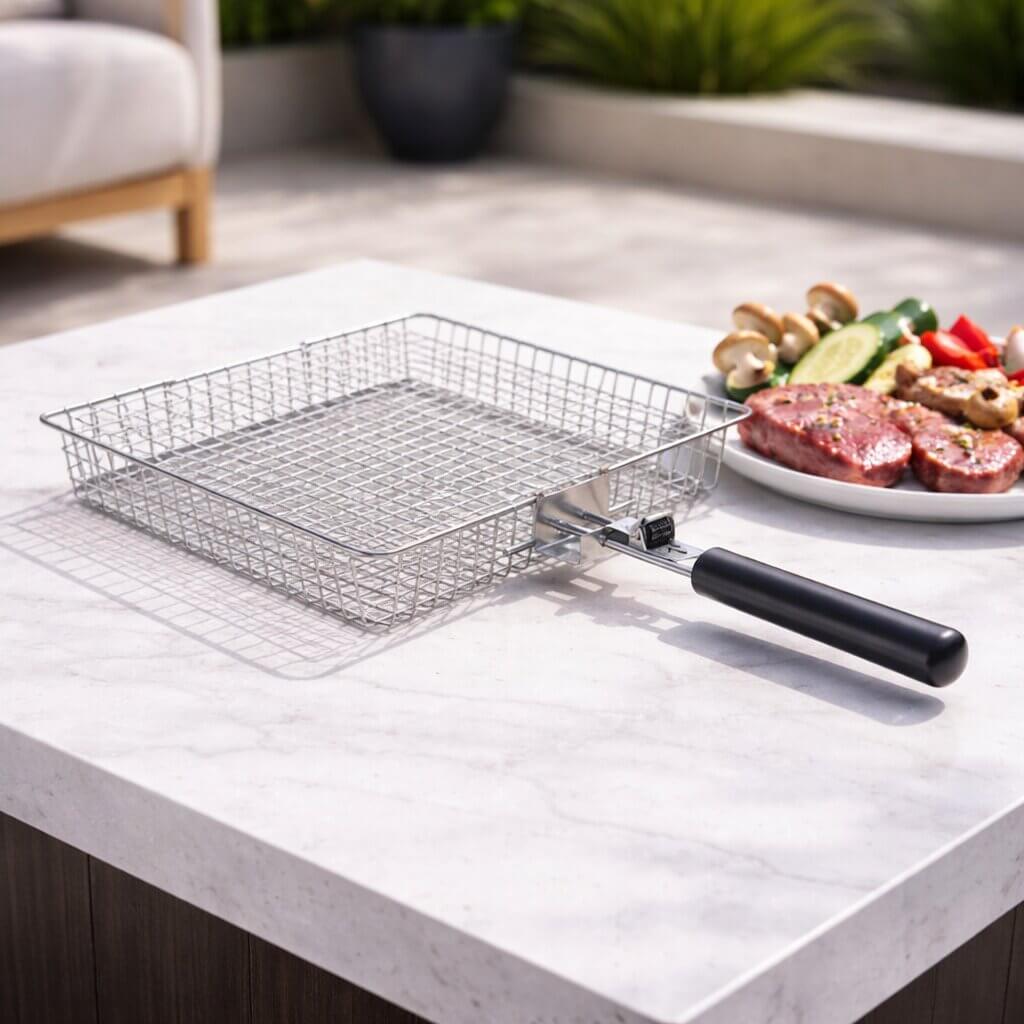 Panier de Grill en Inox pour Poisson et Légumes