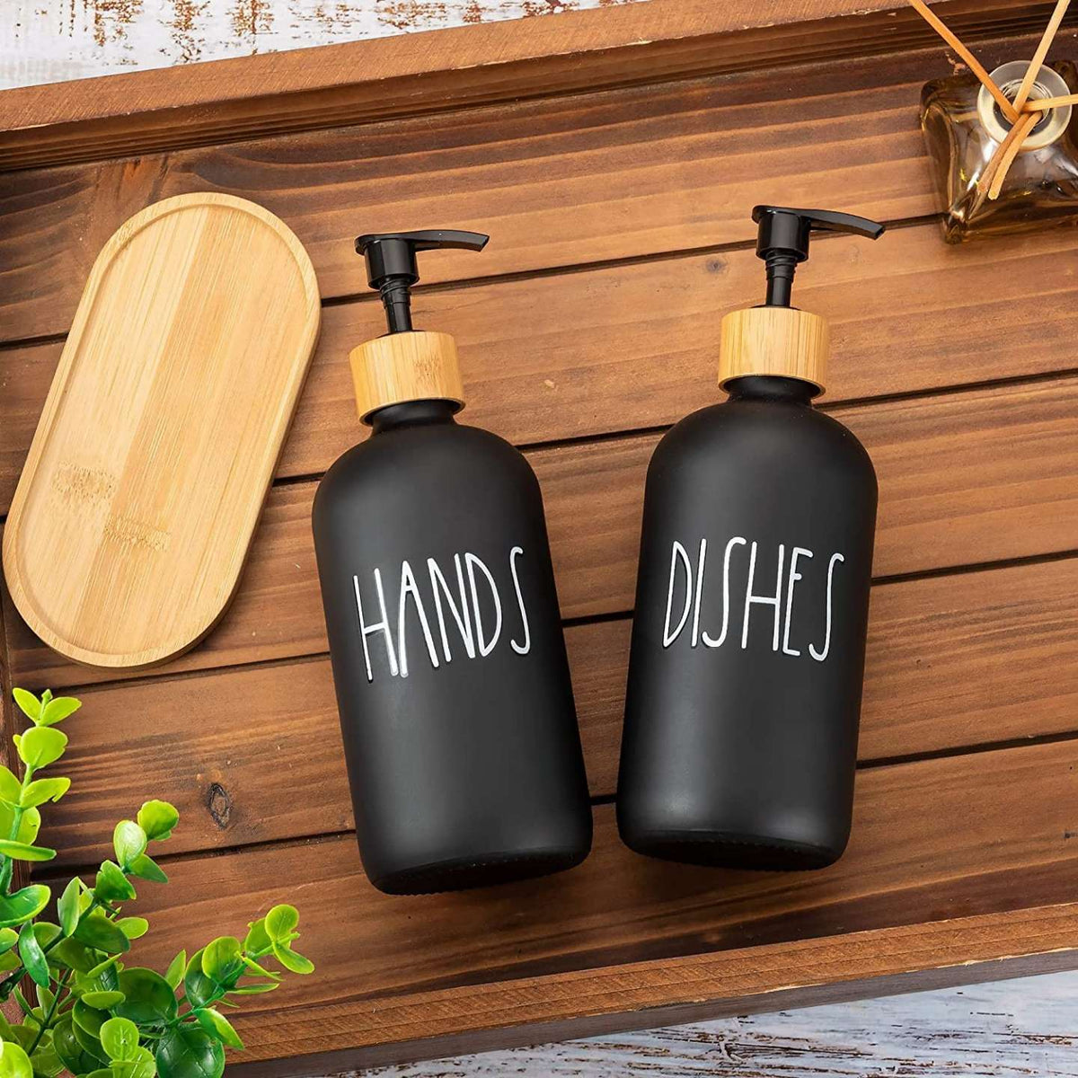 Hands & Dishes Soap Dispenser Set with Tray