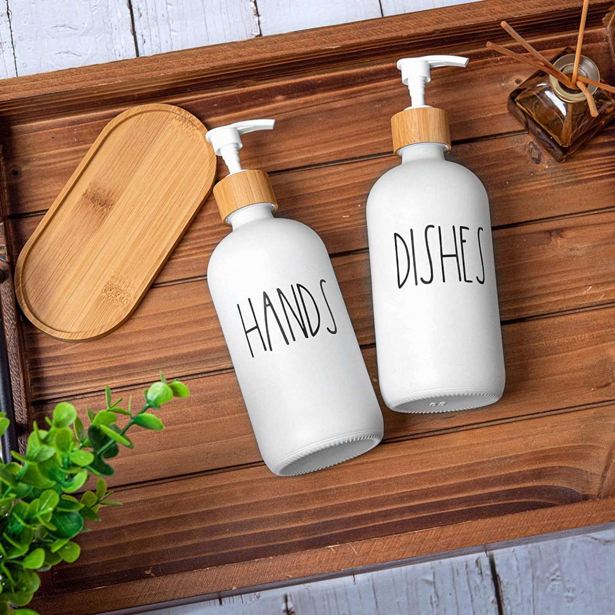 Hands & Dishes Soap Dispenser Set with Tray