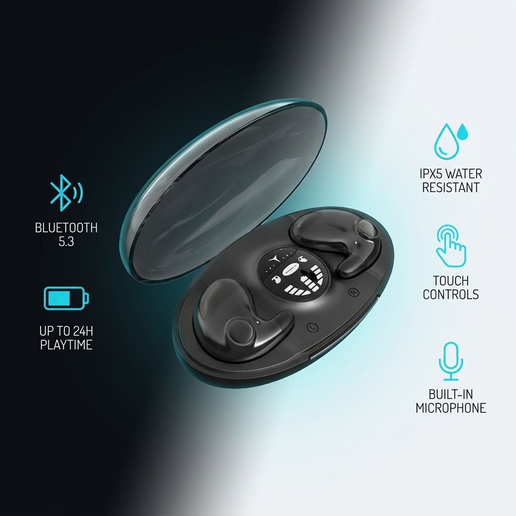 Écouteurs sans fil ultra-plats Bluetooth 5.3
