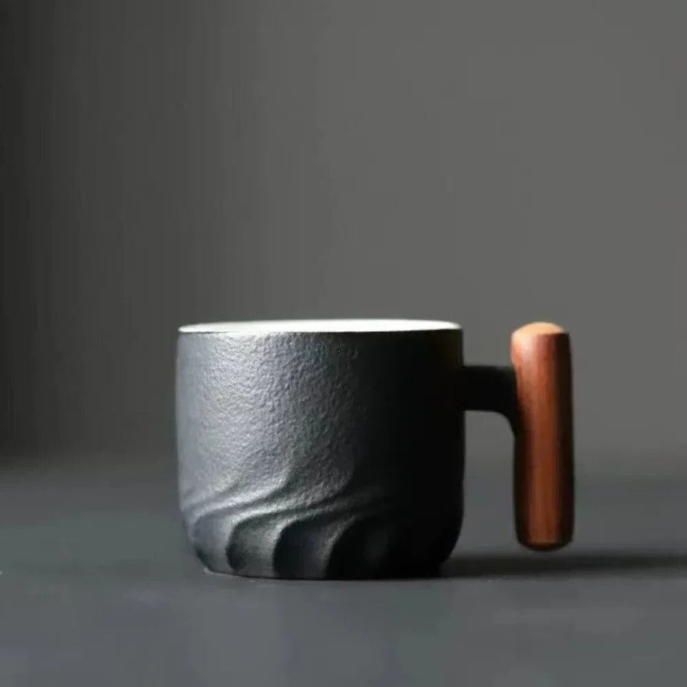 Vintage Espresso Cups with Natural Wooden Handle