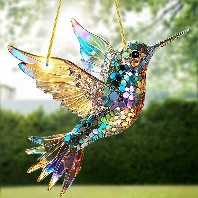 Attrape-soleil colibri en verre suspendu