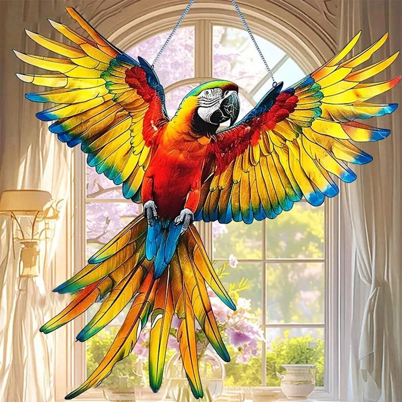 Attrape-soleil colibri en verre suspendu