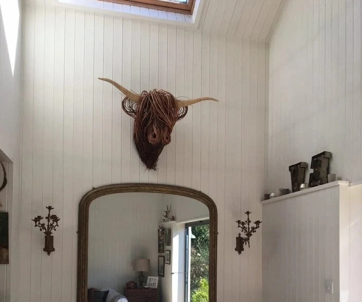Sculpture vache murale artisanale – Maison Elmora