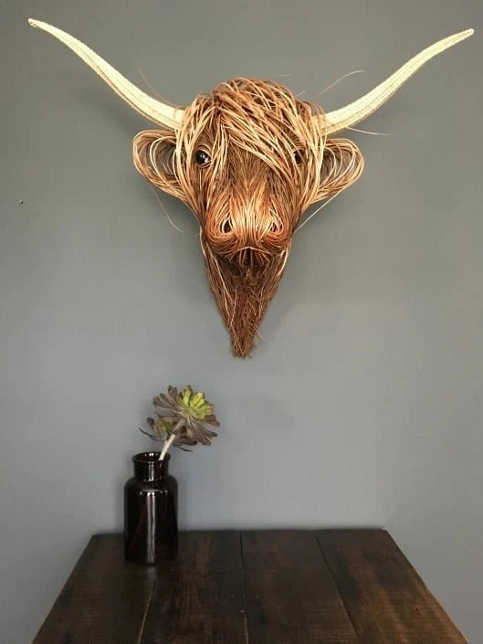 Sculpture vache murale artisanale – Maison Elmora
