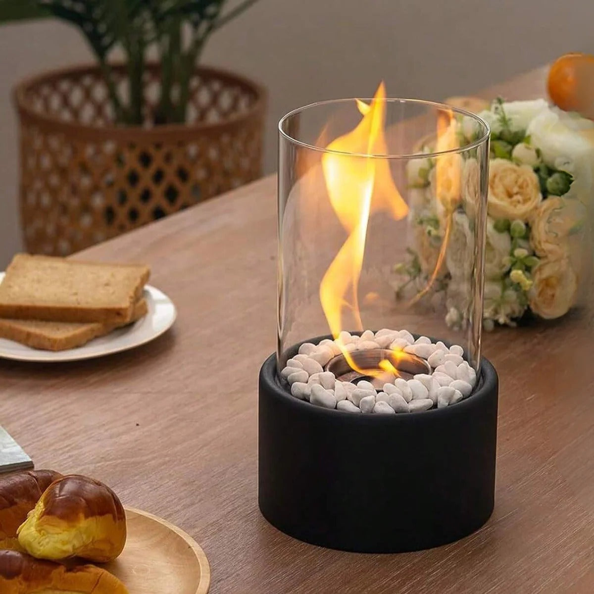 Cheminée de Table en Verre Portable