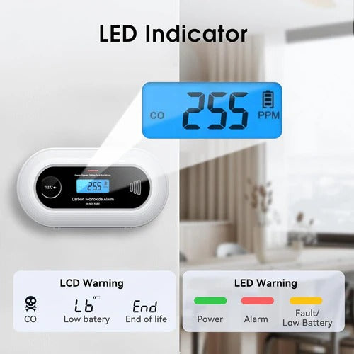 Détecteur de monoxyde de carbone intelligent LCD