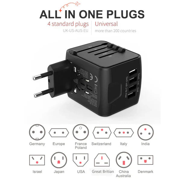 Adaptateur voyage universel multi-ports mondial